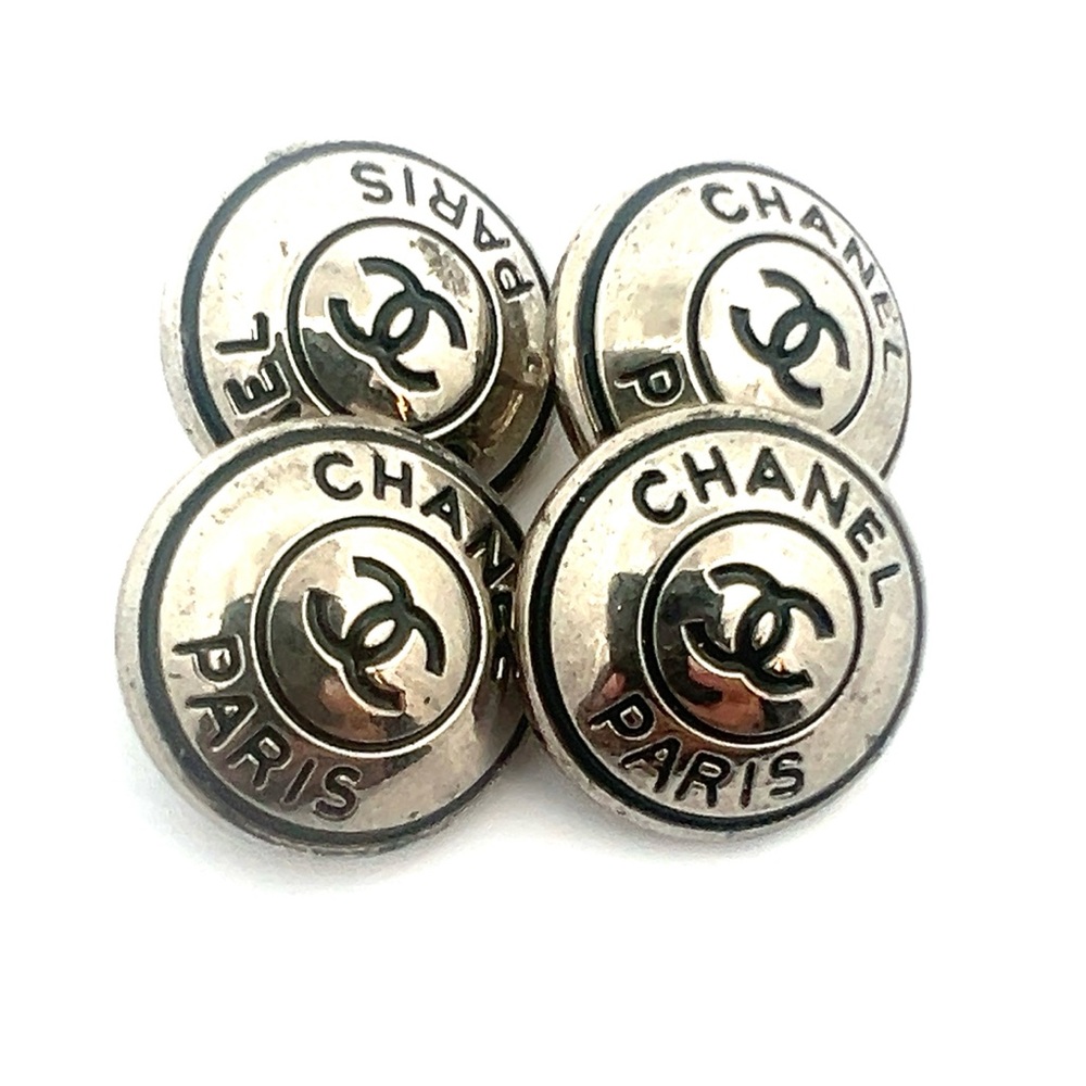 4 Silver Buttons for Earrings or Clothing